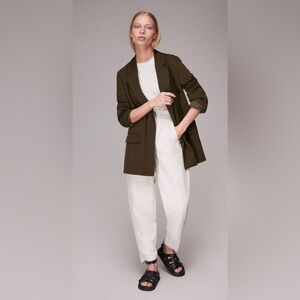 Whistles Khaki Rylee Relaxed Blazer in Khaki Green Size 2